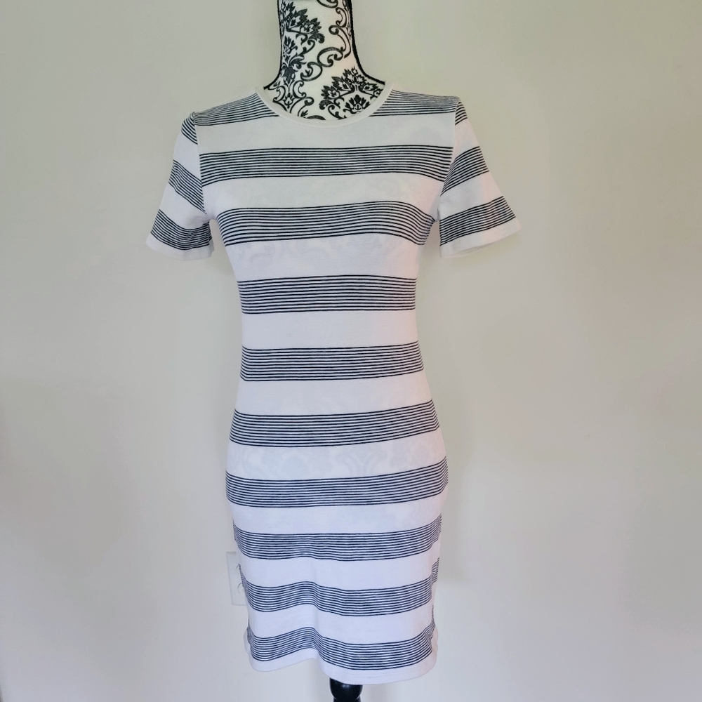 Zara Black and White Striped Dress S